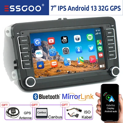 Autoradio Carplay Android 13 GPS WiFi RDS Bluetooth Per VW GOLF 5 6 Caddy Touran - Immagine 1 di 4