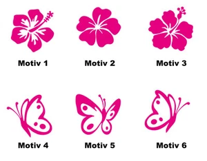 Wandtattoo Wandaufkleber Hibiskus Blüten Schmetterlinge Butterfly 10cmx2 St. s99 - Picture 1 of 3