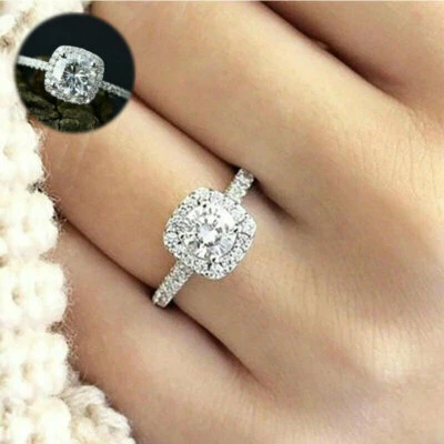 Fashion 925 Plated Silver For Women Jewellery Wedding Engagement Eternity Ring - Image 1 of 4