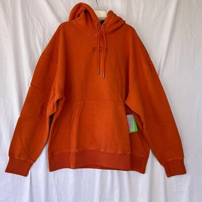 Fox Racing Mens Wordmark Oversize Fleece Hoody MTB Cycling Orange Medium SAMPLE - Image 1 of 4