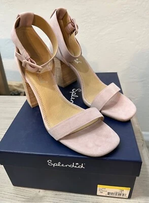 Splendid Siri Pink Block Heel Sandals Womens Size 10 Suede Upper - Image 1 of 4