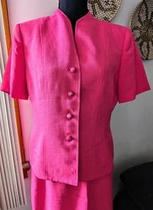Vintage NWT Kasper ASL Pink Power Suit Jacket Skirt Size 10P Petite 80s 90s - Picture 1 of 17