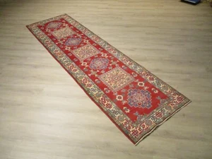 10' RUNNER AFGHAN-REFUGEE Vegetable Dye Handmade-knotted FINE Wool RUG 586203 - Picture 1 of 9