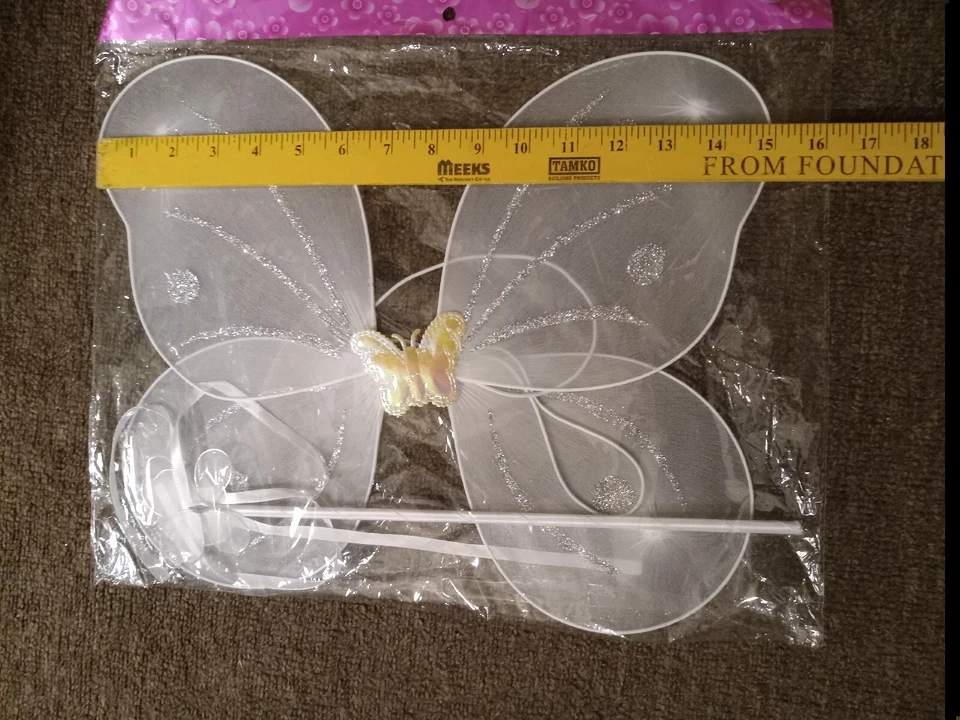 ⁰Disfraz de Alas de Hada y Varita Mágica Brillantes Blanco/Plateado para Niñas Nuevo Sin Abrir Niños Foto 1 de 1