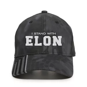I Stand With ELON Embroidered One Size Fits Most with US Flag Hat - Picture 1 of 7