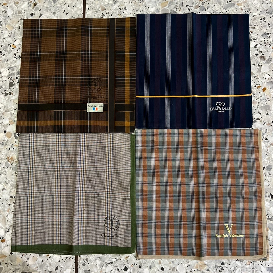 4 ART HANKY AZUL VERDE CEJA CUADROS CLÁSICO ALGODÓN HOMBRE PAÑUELO DE BOLSILLO 17" DE COLECCIÓN Foto 1 de 4