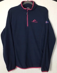Westfjord Fleece Jacket Blue Quarter Zip Pink Trim Logo Walking Hiking 44 XL - Picture 1 of 16