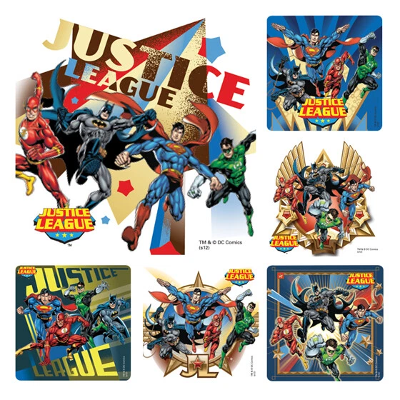 20 pegatinas de la Liga de la Justicia favores de fiesta DC Comics Batman Superman Super Hero Foto 1 de 1