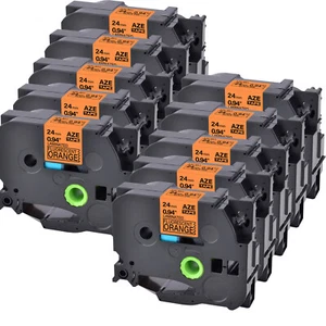 10PK Compatible con Brother PTouch Tze TzB51 Cinta de Etiqueta Naranja Fluorescente 24mm - Imagen 1 de 10