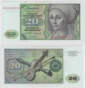T147503 Banknote 20 DM Deutsche Mark Ro. 271b Schein 2. Jan. 1970 KN GE 4198071 - Bild 1 von 1