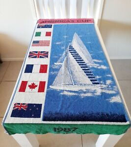 America's Cup 1987 Beach Towel Made In Australia Sailing Race Ship Flags