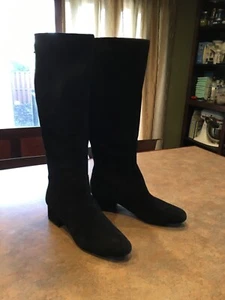 Anne Klein iFlex “Camden” Boot, SUEDE, BLACK, Block heel, rear zip, Women’s 10 - Picture 1 of 9