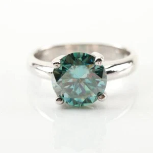 Sterling Silber 8,9 mm Moissanit Solitär Ring Größe 6 - Bild 1 von 5