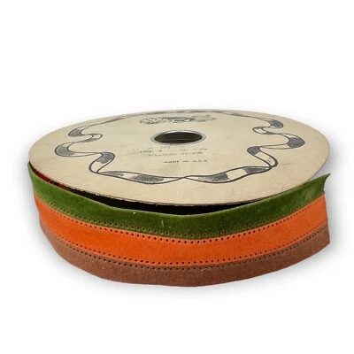 Vintage A LION COMPANY 1 1/2” 20 Yard TRI-COLOR Velvet Ribbon No. 9 “TRI-VEL” - Image 1 of 4