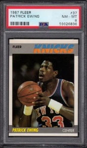 1987-88 Patrick Ewing Fleer tarjeta de baloncesto #37 grado PSA 8 (NM-MT) - Imagen 1 de 2