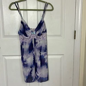Linea Donatello purple lace floral slip dress negligee size SMALL - Picture 1 of 10