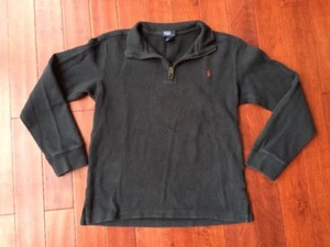 Vintage POLO RALPH LAUREN Boys Quarter Zip Pullover shirt L 16 18 Blue or Black - Picture 1 of 5