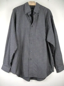 Camicia uomo Van Heusen taglia L 16-16,5 marrone nero a quadri con bottoni davanti - Foto 1 di 6
