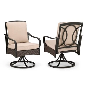 Patio Dining Chairs Outdoor Swivel Chairs with Rattan Up to 300 Lbs Heavy Duty - Picture 1 of 16
