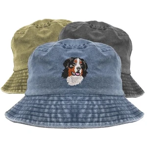 Bernese Mountain dog embroidered bucket hat, pigment dyed bucket hat - Picture 1 of 3
