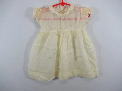 Vestido de bebé vintage antiguo bordado amarillo talla 2T encaje transparente Foto 1 de 4