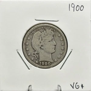 1900 Barber Quarter, 90% Silver, VG+, Nice, Low Mintage! 🔥🔥 - Picture 1 of 2