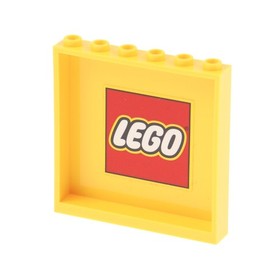 1x Lego Panels 1x6x5 Yellow Sticker Inside Lego Logo Border Yellow 60169 59349pb215