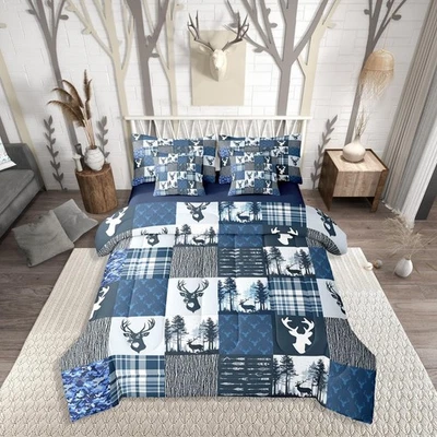 Conjunto de edredom Deer Moose King - 7 peças cama em um saco animal de caça tema C... - Imagem 1 de 4