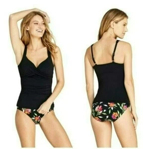 Lands End V-Ausschnitt Wickel Tankini Badeanzug Oberteil Gr. 8 D - Bild 1 von 4