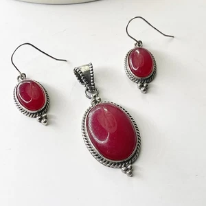 Pendientes colgantes vintage de plata de ley 925 Shube Dakota West cornalina roja - Imagen 1 de 24