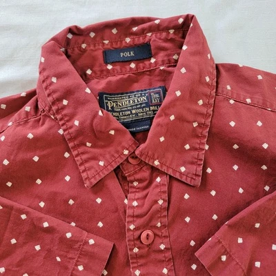 Pendleton Thomas Kay Geometric Short Sleeve Button Down Shirt Men’s Size M Red - Image 1 of 4