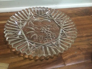 Vintage Federal Glass Pioneer Fruit Pattern Fluted Edges 11” MINT - Picture 1 of 5