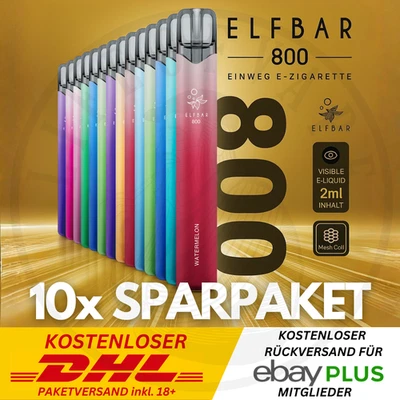 10x ELFBAR 800 E-Zigarette E-Shisha Sparpaket mit 20mg Nikotin I Vape Nic Salt - Bild 1 von 4