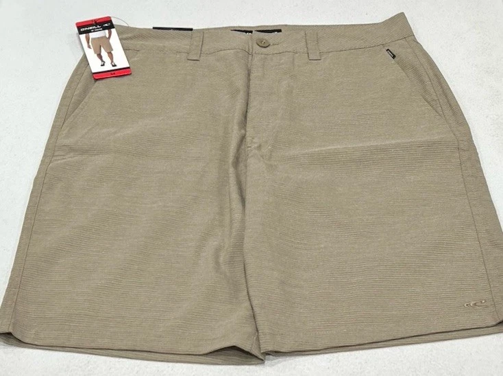 O'Neill Men's Tan 2 Way Stretch Shorts Inseam 10" Size 34