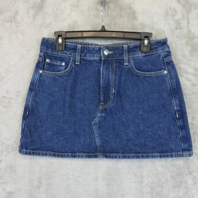 Zara Skirt Womens Small Blue Denim Mini 100% Cotton 5 Pocket Casual High Rise - Image 1 of 4
