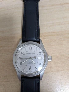 Hamilton Khaki West Point Date Silver Analog Quartz Men's Watch Working - Picture 1 of 11