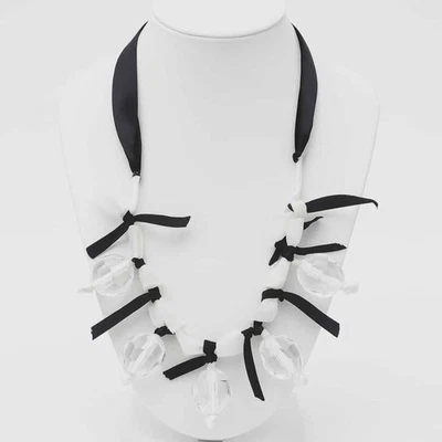 J. Crew Chunky Clear Bead and Lace Statement Necklace - Image 1 of 4