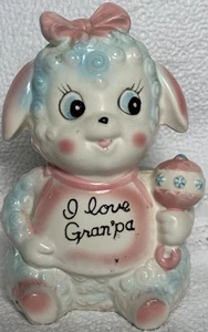 Vintage Inarco Keramik Übertopf I Love Opa Lamm E4398 kitschig rosa blau weiß - Bild 1 von 12