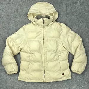 Woolrich Jacket Womens Medium Tan Puffer Hooded Full Zip Winter Coat Outdoors - Picture 1 of 15