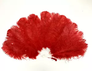Ventilatore ROSSO in piuma di struzzo drab 36" x 20" burlesque/sposa (20 doghe/resistente) - Foto 1 di 1