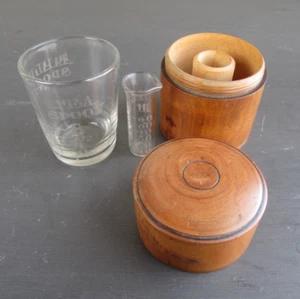 Antique Apothacary Box with Glass Measuring Vials - Treen Boxwood Box - Picture 1 of 14