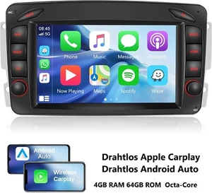 7" Android 13 Autoradio GPS CarPlay für Mercedes Benz C CLK Viano A-W168 W203 - Bild 1 von 9