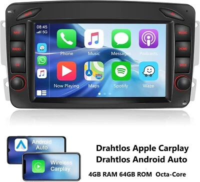 7" Android 13 Autoradio GPS CarPlay für Mercedes Benz C CLK Viano A-W168 W203 - Bild 1 von 4