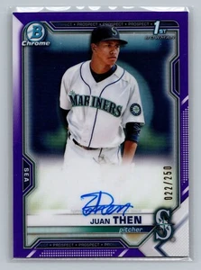 2021 Bowman Chrome Juan Then Auto Purple Refractor /250 1st Bowman MARINERS #816 - Picture 1 of 2