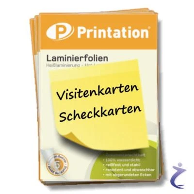 PRINTATION 100x Laminierfolie Scheckkarte 2x 125my 65x95mm - Glossy Ausweis Laminiertaschen