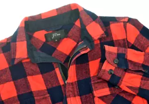 JCREW Giacca Camicia Donna 1/2 Zip Bufalo Check TAGLIA SMALL Rosso/Navy - Foto 1 di 5