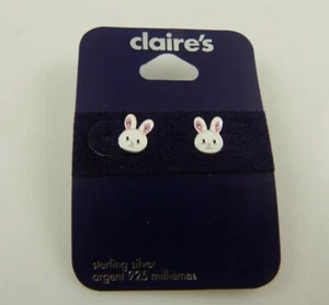 Sterling Silver Easter Bunny Rabbit post studs earring earrings 925 Claire's - Picture 1 of 10
