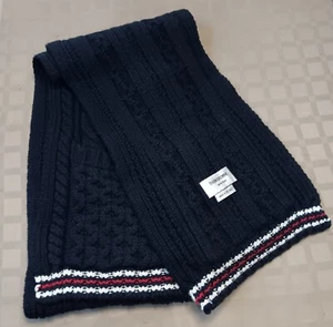Thom Browne New York 100% Merino Wool Pocket Scarf Made In Ireland Navy Blue - Picture 1 of 7