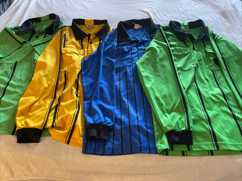 4 camisetas de fútbol épicas árbitro adulto grandes amarillas verdes y azules L/S 1 verde S/S Foto 1 de 4