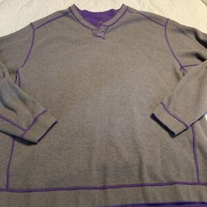 Tommy Bahama Long SLV Sweater Reversible Gray & Purple XL 